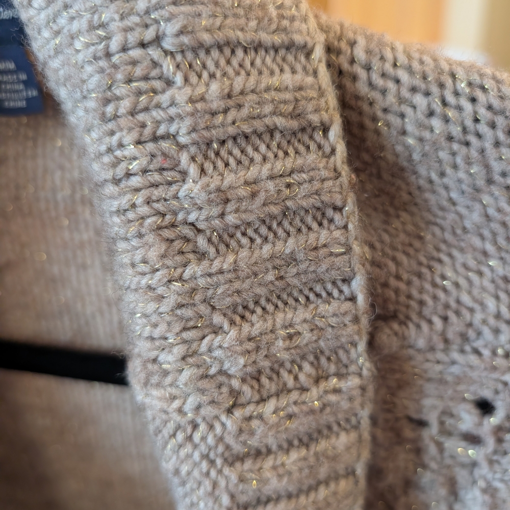 American Eagle Outfitters Taupe With Gold Accent Knit Cardigan - Picture 6 of 9
